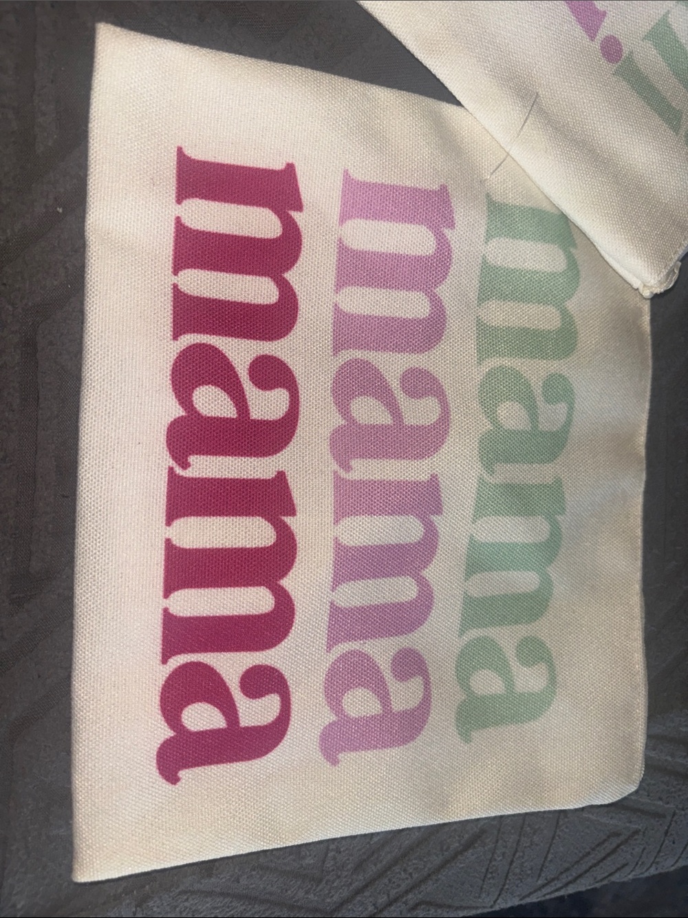 Canvas Pouches in Cream with Pink & Mint Text mama and mini bags - Picture 5 of 7
